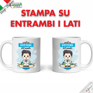 Tazza Dottore Personalizzata nel Nome e Capelli