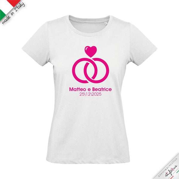 SET di 6 T-shirt personalizzabili "anelli con cuore"