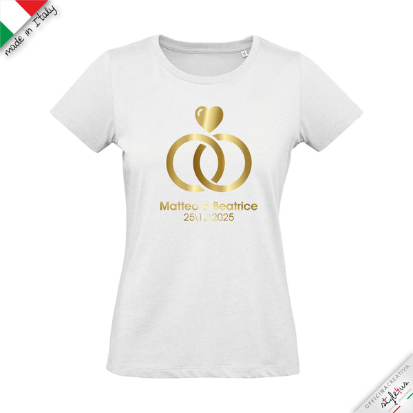 SET di 6 T-shirt personalizzabili "anelli con cuore"