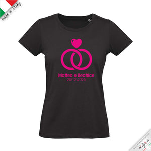 SET di 6 T-shirt personalizzabili "anelli con cuore"