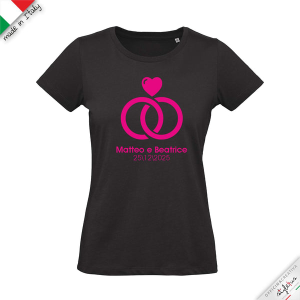 SET di 6 T-shirt personalizzabili "anelli con cuore"