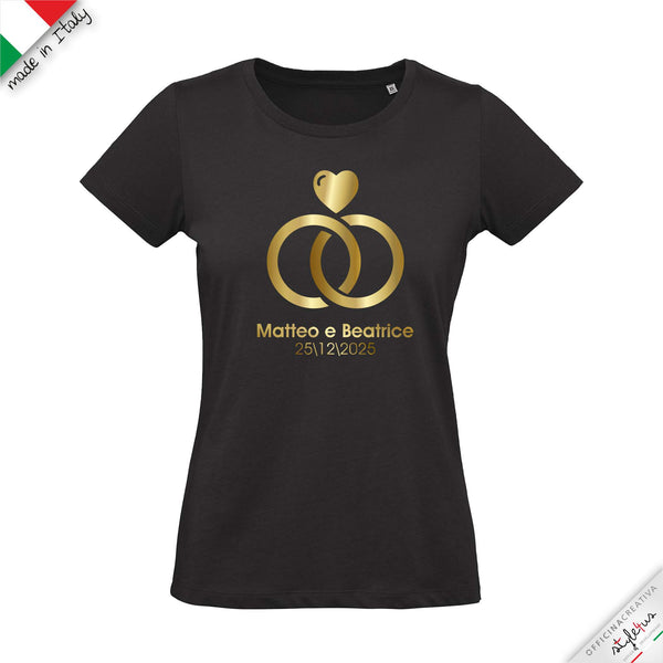 SET di 6 T-shirt personalizzabili "anelli con cuore"