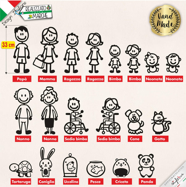 ADESIVI FAMIGLIA PERSONALIZZATI per camper 37 cm