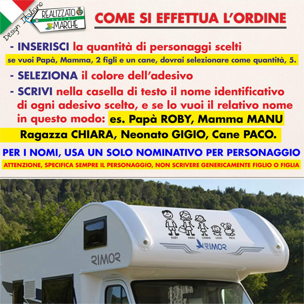 ADESIVI FAMIGLIA PERSONALIZZATI per camper 37 cm