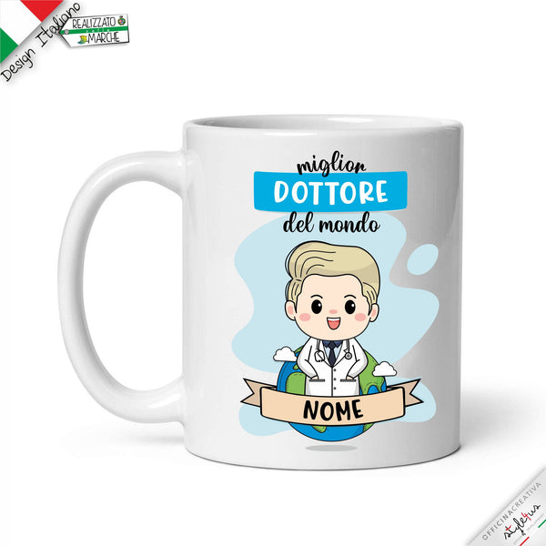 Tazza Dottore Personalizzata nel Nome e Capelli