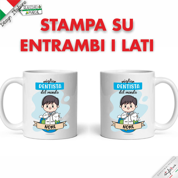 Tazza Dentista uomo Personalizzata nel Nome e Capelli