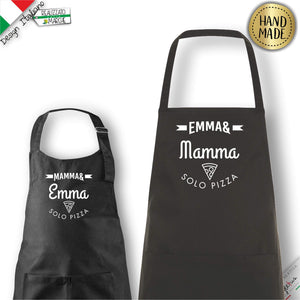 2 Grembiuli per Papà e Figlio/a, Mamma e Figlio/a Nomi e Grafica Personalizzati