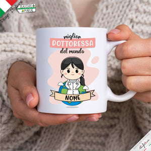 Tazza Dottoressa Personalizzata nel Nome e Capelli