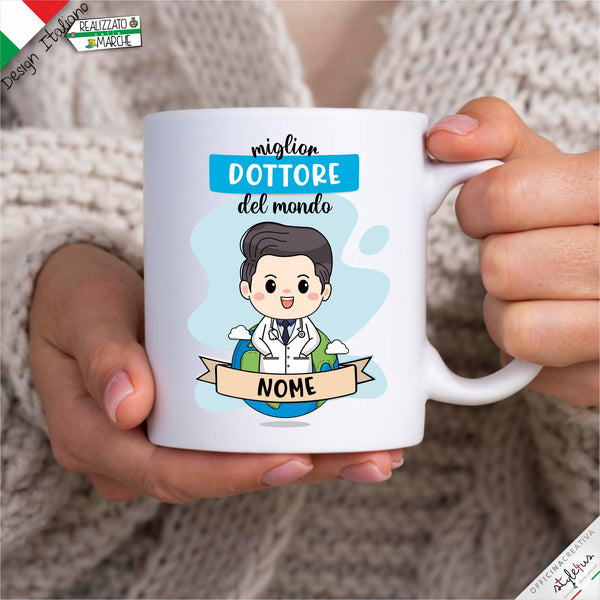 Tazza Dottore Personalizzata nel Nome e Capelli