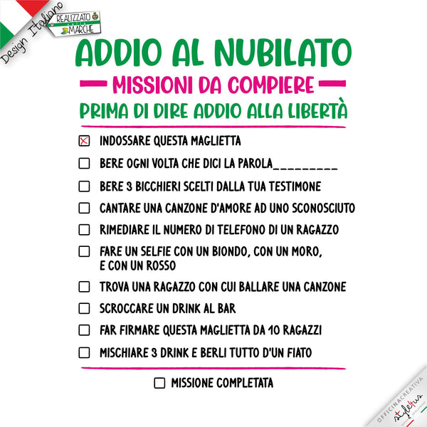 T-shirt addio al nubilato "MISSIONI DA COMPIERE "