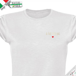 T-shirt piccolo cuore con frase personalizzata