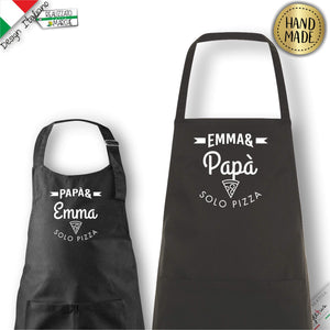 2 Grembiuli per Papà e Figlio/a, Mamma e Figlio/a Nomi e Grafica Personalizzati