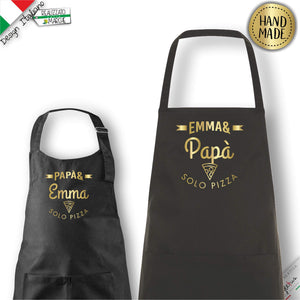 2 Grembiuli per Papà e Figlio/a, Mamma e Figlio/a Nomi e Grafica Personalizzati