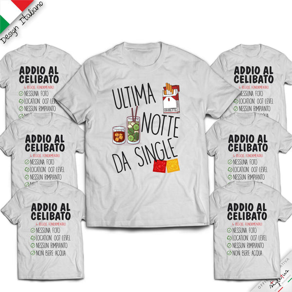 SET di 7 T-shirt per addio al Celibato "4 REGOLE FONDAMENTALI "