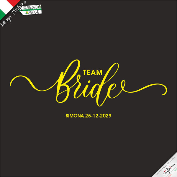 SET di 6 T-shirt personalizzate con testo "TEAM BRIDE"