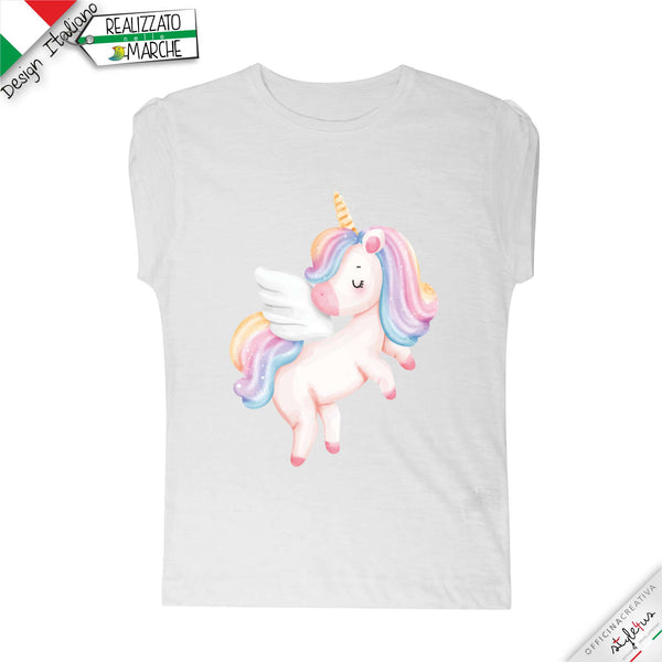 T-SHIRT da bambina UNICORNO acquarello