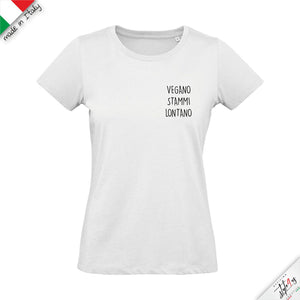 T-Shirt "VEGANO STAMMI LONTANO" – Edizione Artigianale Premium