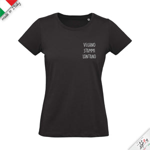 T-Shirt "VEGANO STAMMI LONTANO" – Edizione Artigianale Premium