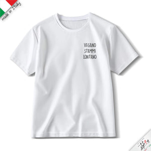 T-Shirt "VEGANO STAMMI LONTANO" – Edizione Artigianale Premium