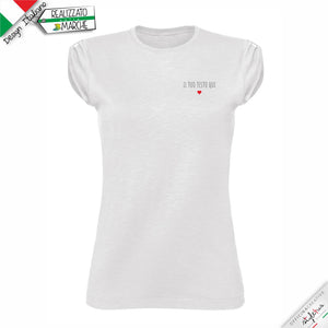 T-shirt piccolo cuore con frase personalizzata