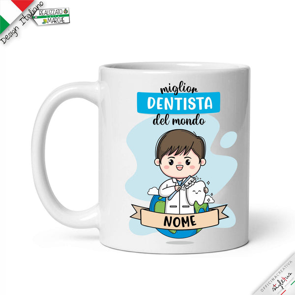 Tazza Dentista uomo Personalizzata nel Nome e Capelli