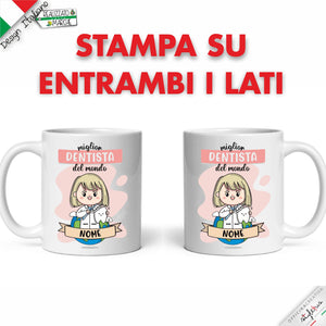 Tazza Dentista donna Personalizzata nel Nome e Capelli