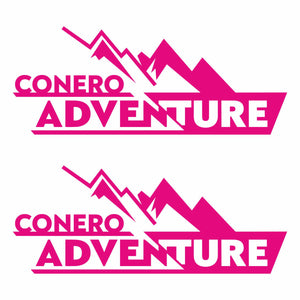 Coppia Adesivi Auto Personalizzati Adventure Montagna | Sticker in Vinile Laminato Resistente Intemperie e Lavaggi | Decalcomania con Nome/Associazione