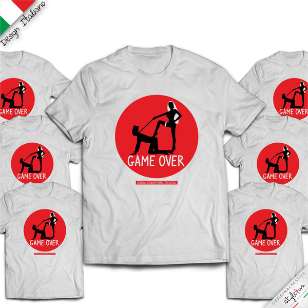 SET di 7 T-shirt per addio al Celibato "GAME OVER "