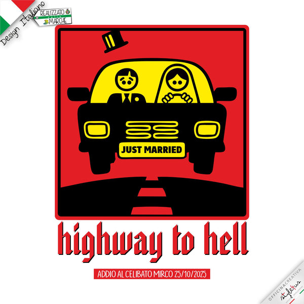 SET di 7 T-shirt per addio al Celibato "Highway to hell"