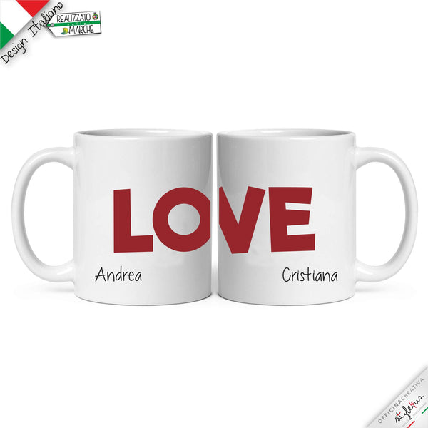 coppia di Tazze personalizzate con nome LOVE