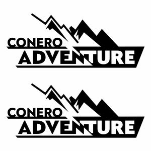 Coppia Adesivi Auto Personalizzati Adventure Montagna | Sticker in Vinile Laminato Resistente Intemperie e Lavaggi | Decalcomania con Nome/Associazione