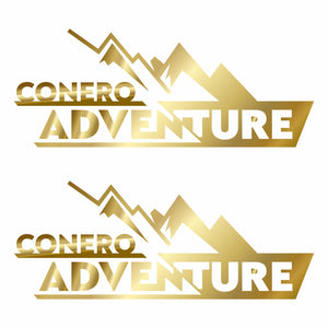 Coppia Adesivi Auto Personalizzati Adventure Montagna | Sticker in Vinile Laminato Resistente Intemperie e Lavaggi | Decalcomania con Nome/Associazione