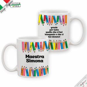Tazza Personalizzata con Matite Colorate e Nomi dei Bambini