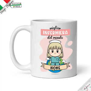 Tazza infermiera Personalizzata nel Nome e Capelli