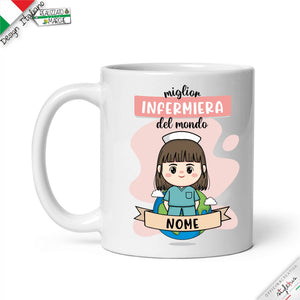 Tazza infermiera Personalizzata nel Nome e Capelli