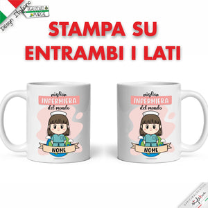Tazza infermiera Personalizzata nel Nome e Capelli