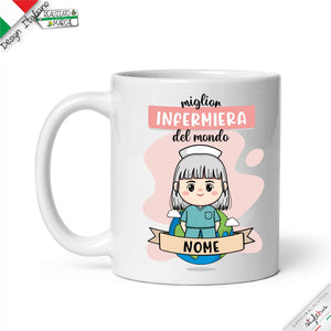 Tazza infermiera Personalizzata nel Nome e Capelli