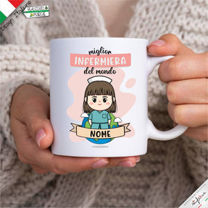 Tazza infermiera Personalizzata nel Nome e Capelli