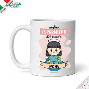 Tazza infermiera Personalizzata nel Nome e Capelli