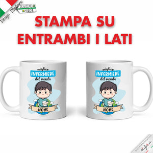 Tazza infermiere Personalizzata nel Nome e Capelli