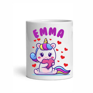 Tazza personalizzata unicorno cuori