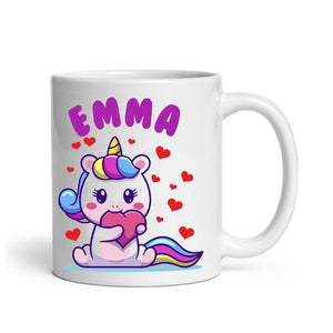 Tazza personalizzata unicorno cuori