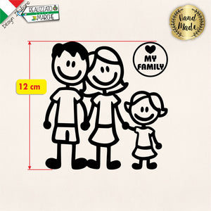 Set adesivi famiglia 3 personaggi