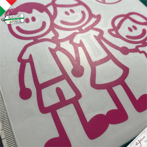 Set adesivi famiglia 3 personaggi
