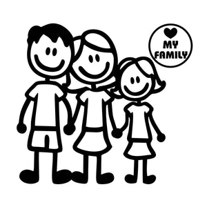 Set adesivi famiglia 3 personaggi