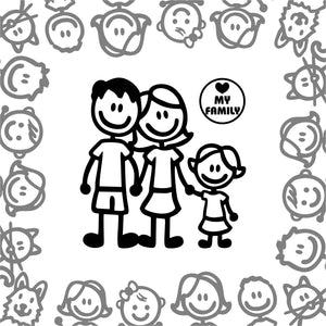 Set adesivi famiglia 3 personaggi